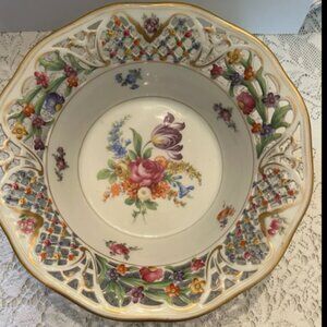 Antique Dresden Flowers Bowl